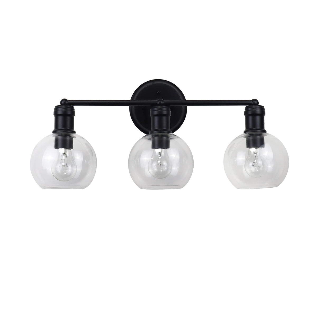Chloe Lighting OXA 3 Light Vanity Bath Light, Matt Black, Glass, 22in Wide, Model CH6S001BK22-BL3